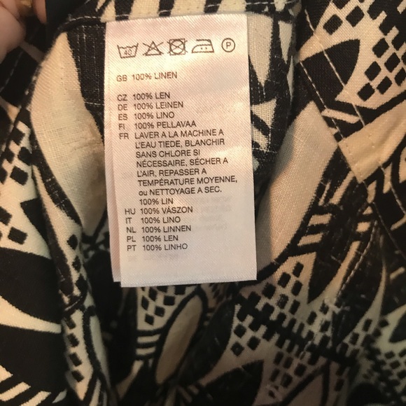 H&M Flare Mini Skirt Size 10 Linen Black White - Picture 6 of 6